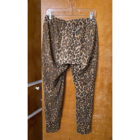 NSF Maddox Leopard print Fitted Lace Front sweatpants Terry Joggers Size L - Picture 5 of 8